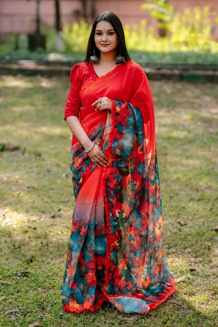 ডিজিটাল প্রিন্ট চান্দুরি সিল্ক শাড়ি